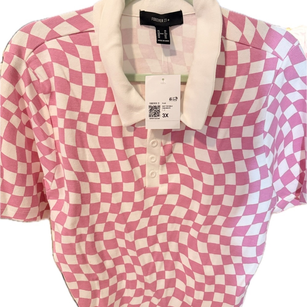 Forever 21 Pink and White Checkered Top